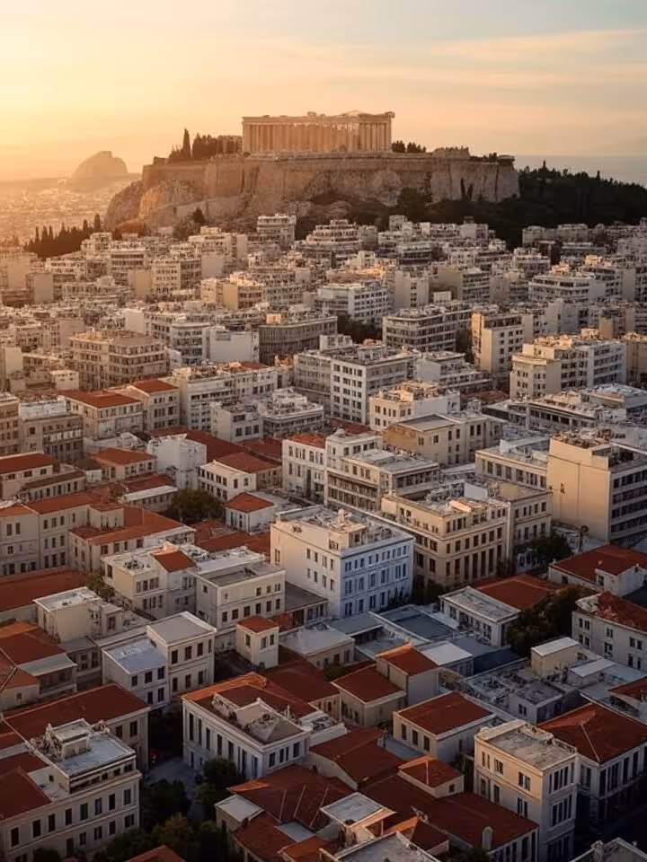 Πανοραμική άποψη της Αθήνας με την Ακρόπολη και το Κολωνάκι